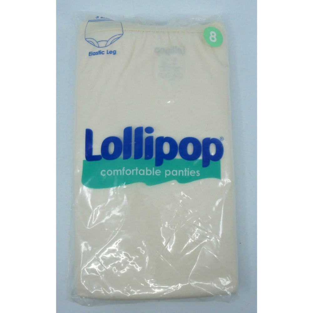 3 Lollipop Ladies White Cotton Granny Panties Size 8/XL Contour Cut Vanity Fair